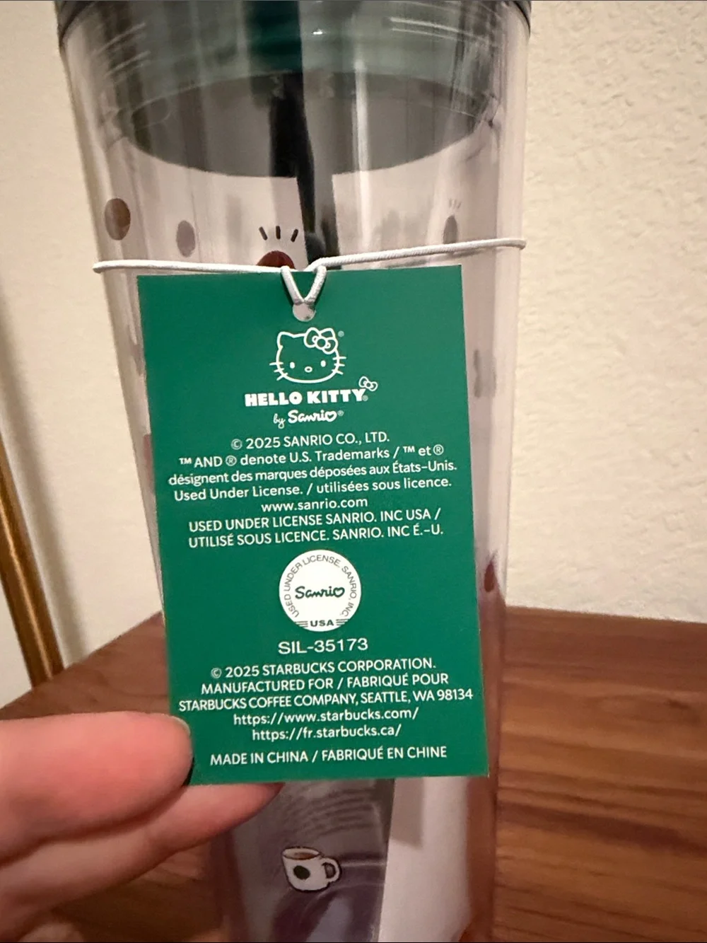 Starbucks Green Hello Kitty Clear Tumbler with Straw